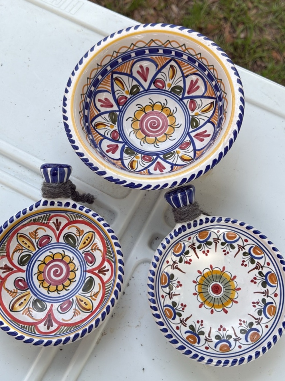 hand-painted Spanish ceramic bowl lot of 3